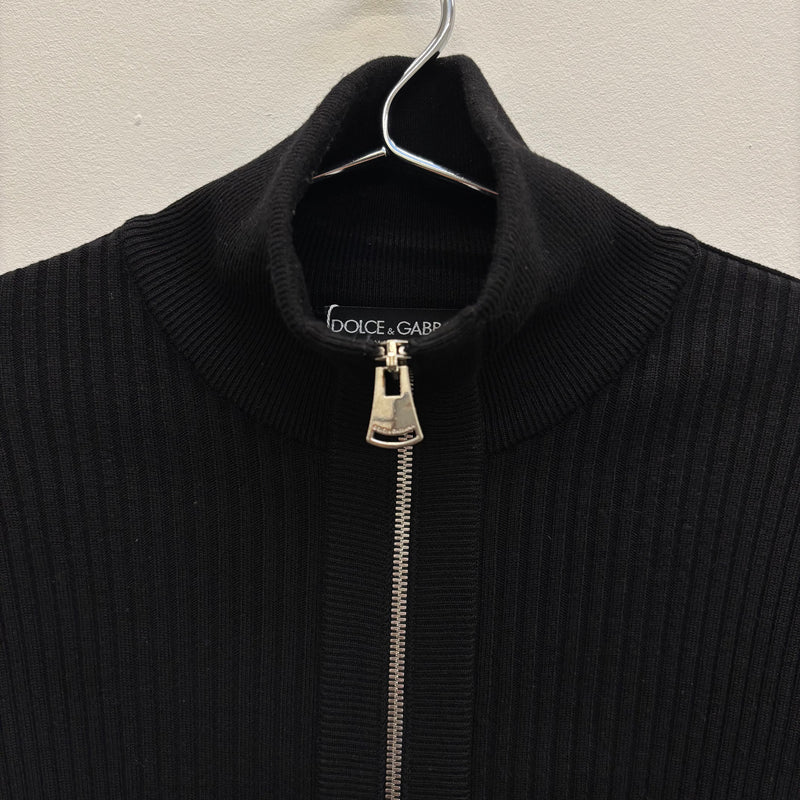 Dolce & Gabbana Black Wool Zip-Up Sweater