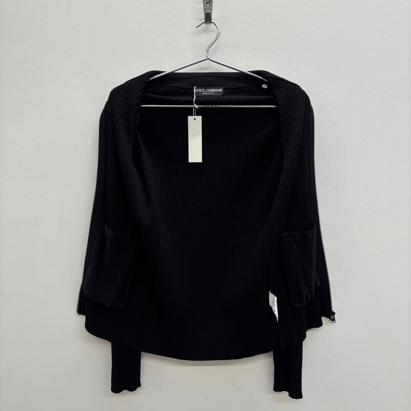 Dolce & Gabbana Black Wool Zip-Up Sweater