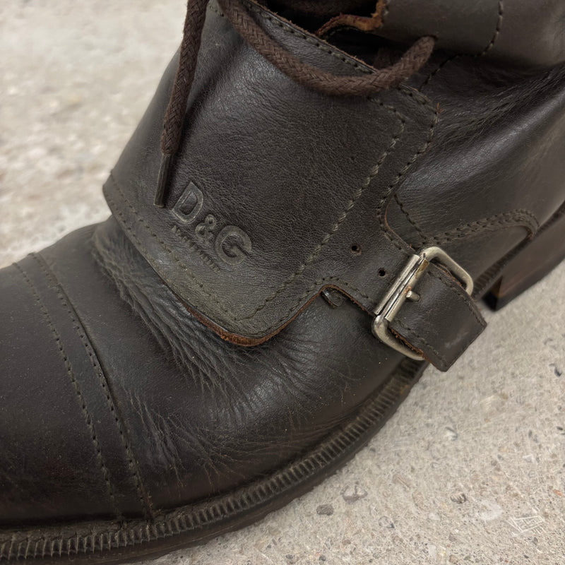 Dolce & Gabbana Buckled Lace Up Combat Boots