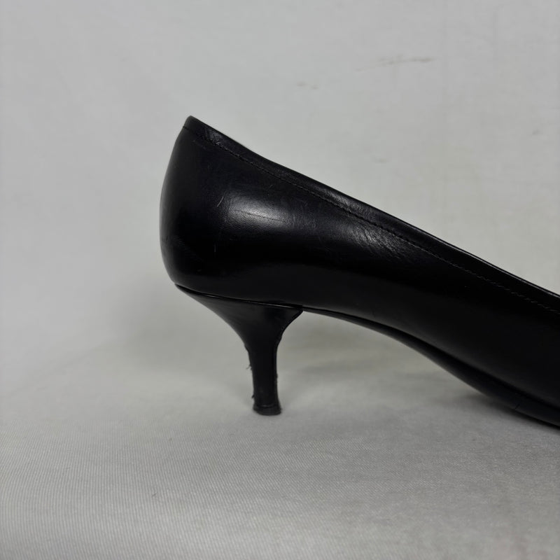 Prada Pointed Chain Kitten Leather Heels