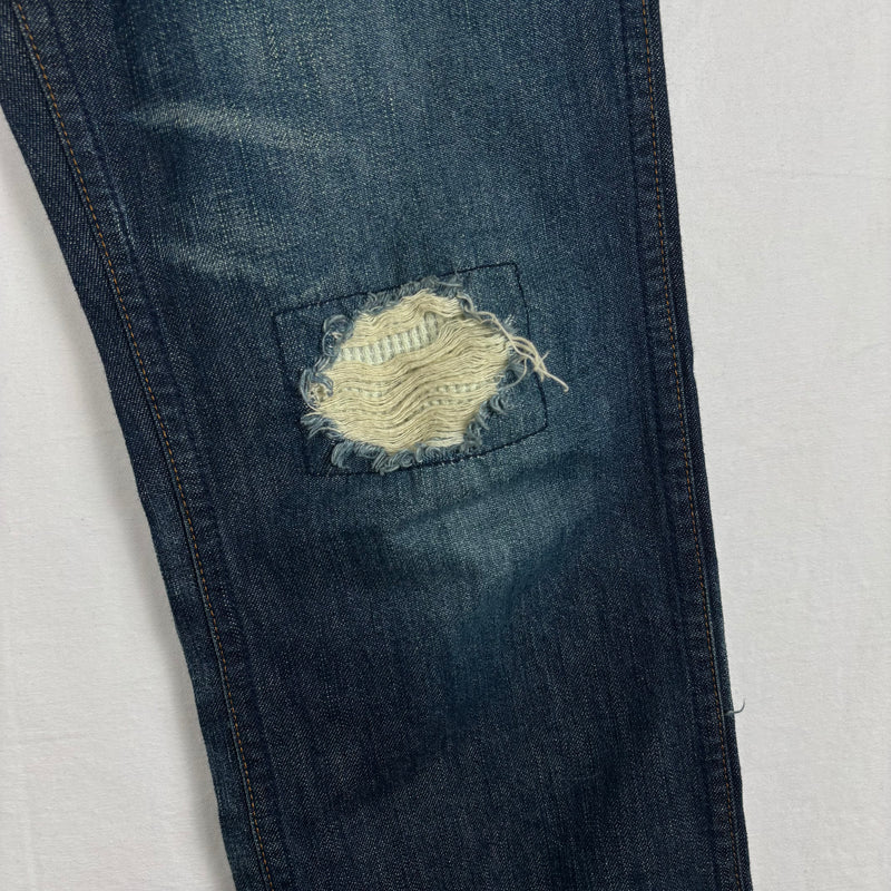 00s Number (N)ine Dark Wash Ripped Knee Jeans