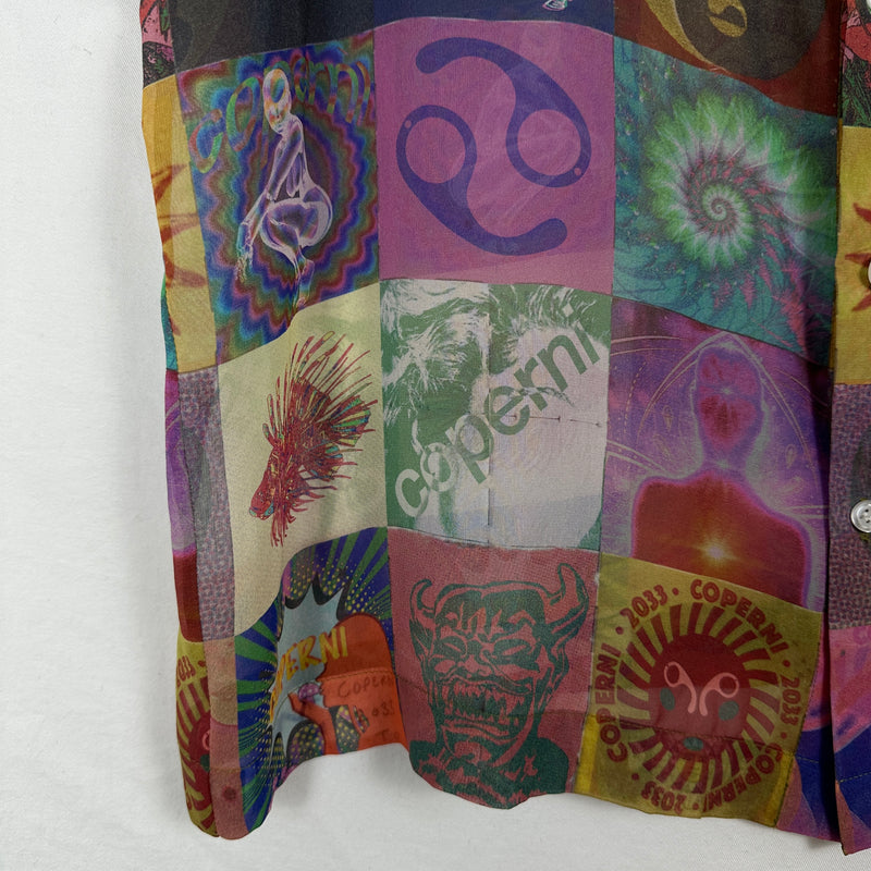 Coperni Sheer Silk Printed Button-Up Shirt