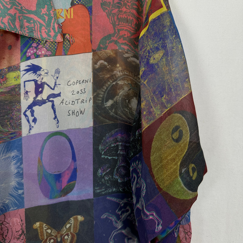 Coperni Sheer Silk Printed Button-Up Shirt