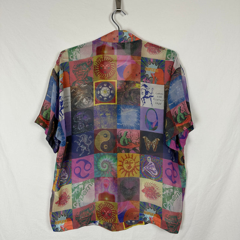 Coperni Sheer Silk Printed Button-Up Shirt
