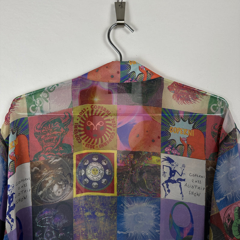 Coperni Sheer Silk Printed Button-Up Shirt