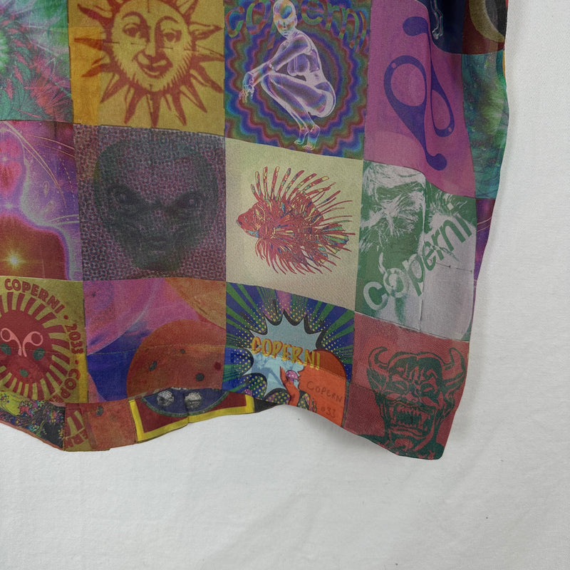 Coperni Sheer Silk Printed Button-Up Shirt