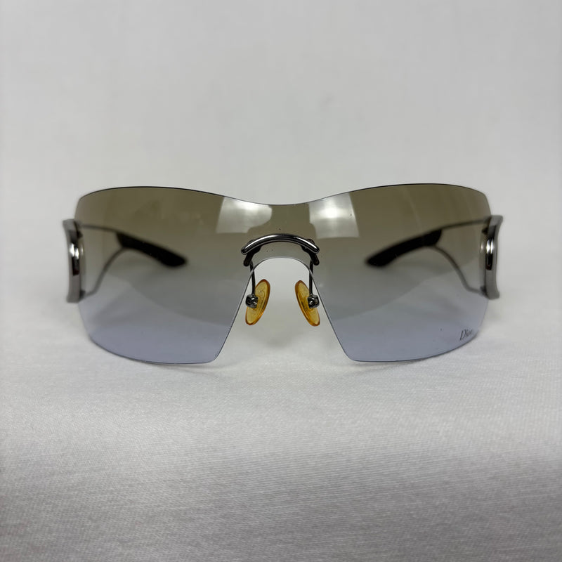 00s Dior Diorly 2 Shield Metal Sunglasses By Galliano