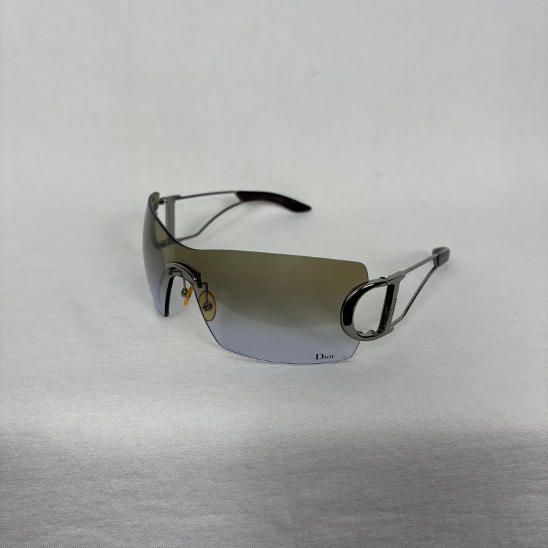 00s Dior Diorly 2 Shield Metal Sunglasses By Galliano