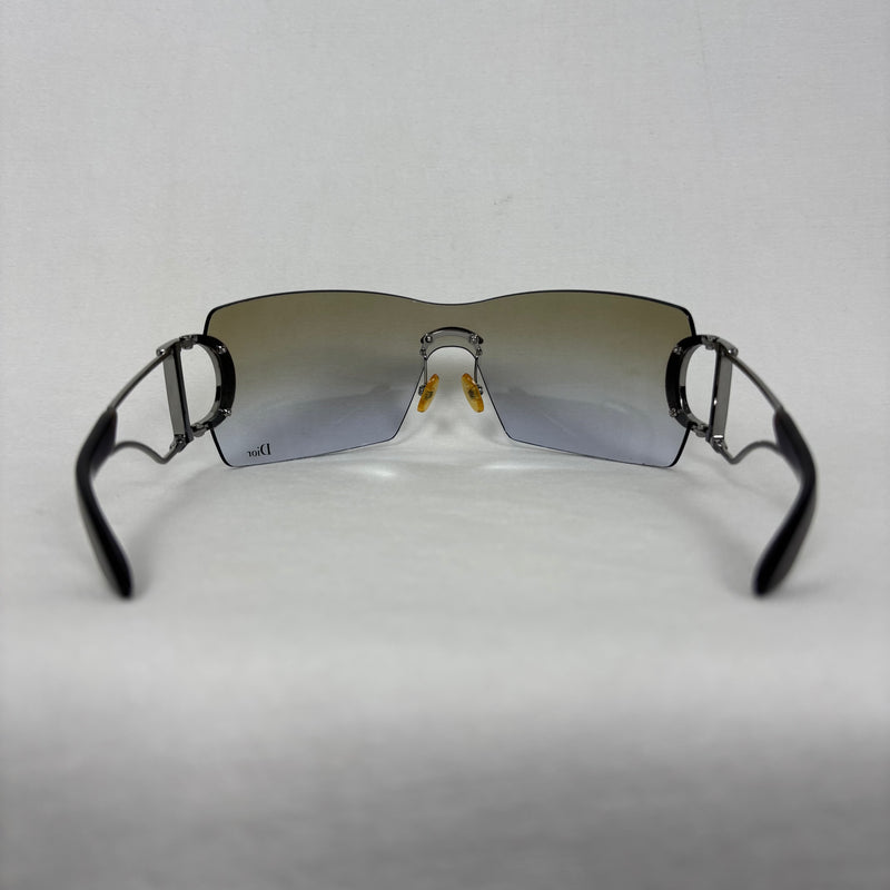 00s Dior Diorly 2 Shield Metal Sunglasses By Galliano
