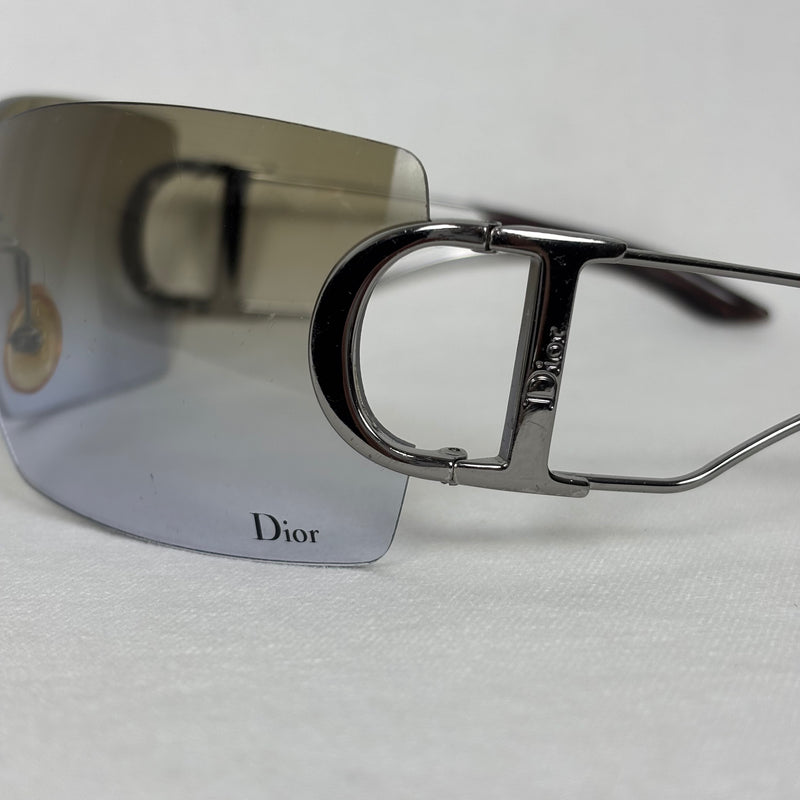00s Dior Diorly 2 Shield Metal Sunglasses By Galliano