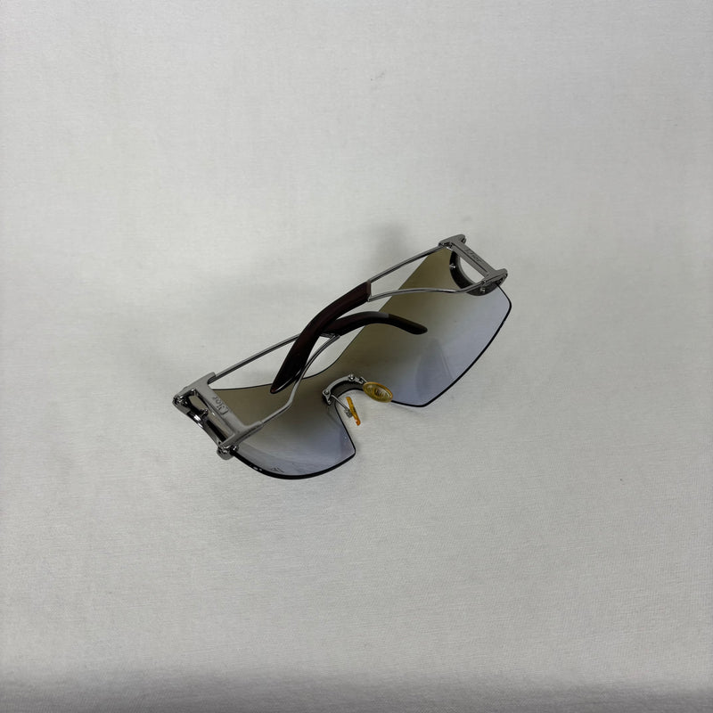00s Dior Diorly 2 Shield Metal Sunglasses By Galliano