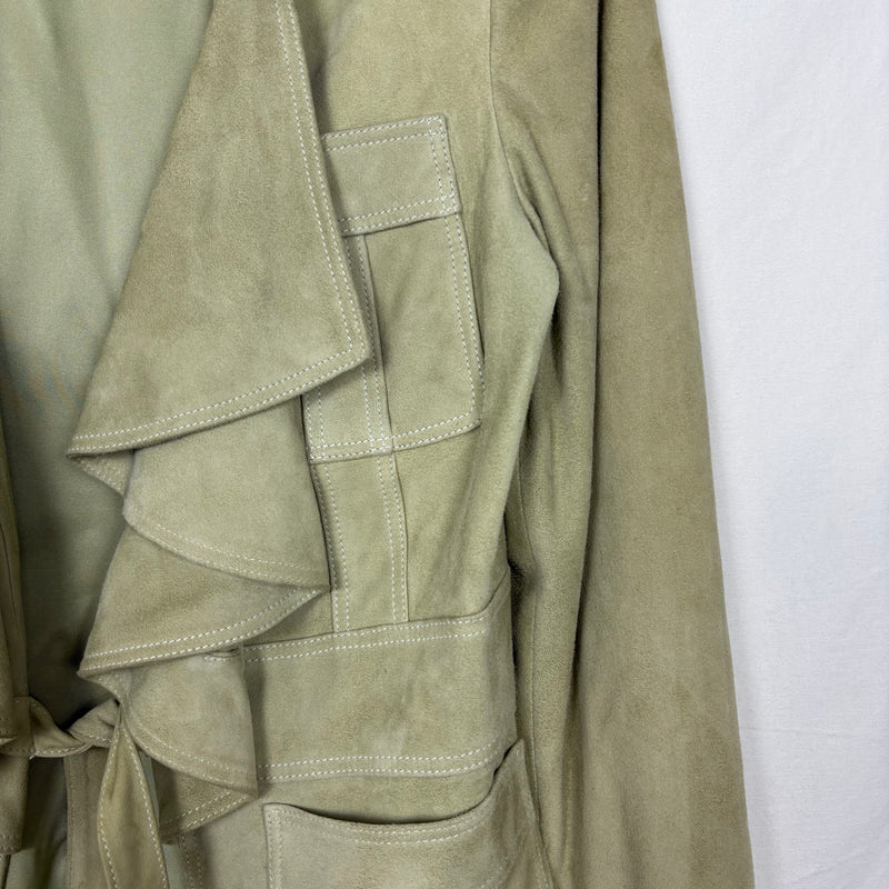 SS99 Gucci By Tom Ford Ruffle Tie Front Suede Leather Jacket