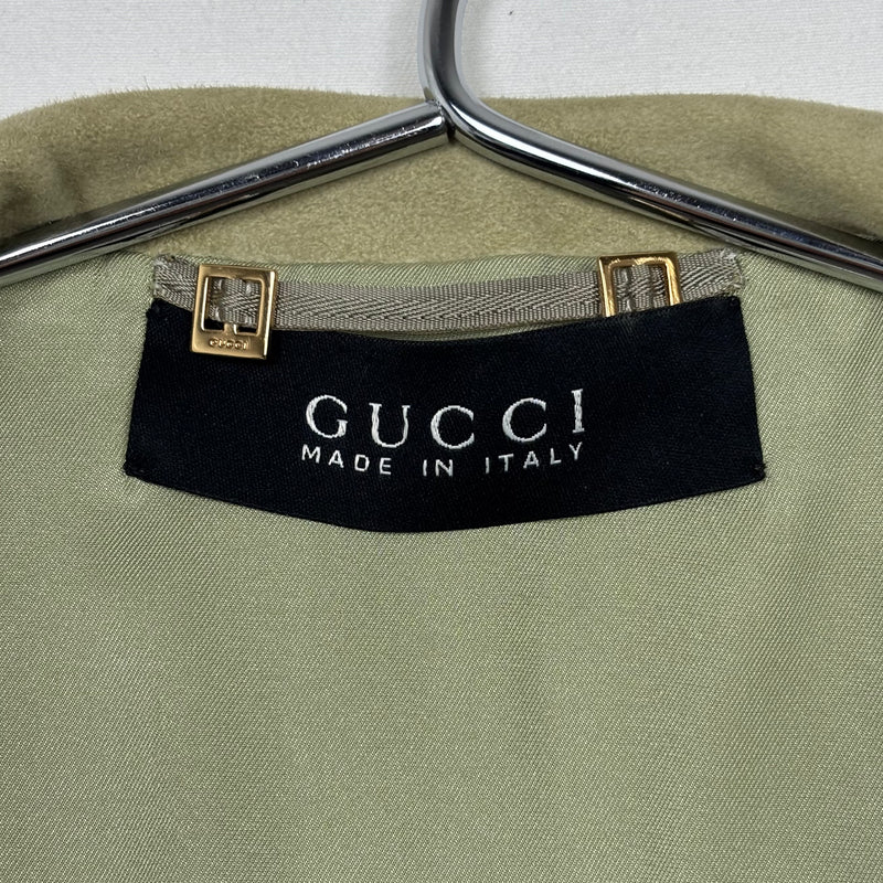 SS99 Gucci By Tom Ford Ruffle Tie Front Suede Leather Jacket