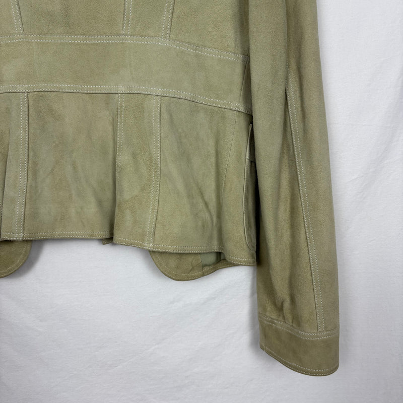 SS99 Gucci By Tom Ford Ruffle Tie Front Suede Leather Jacket