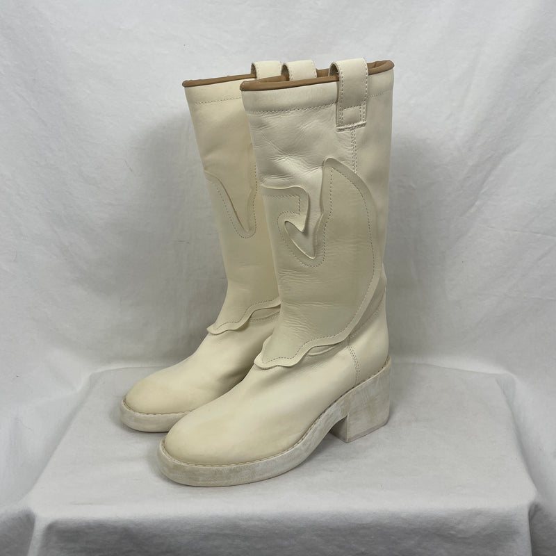 Maison Margiela MM6 Western Boots In Ivory