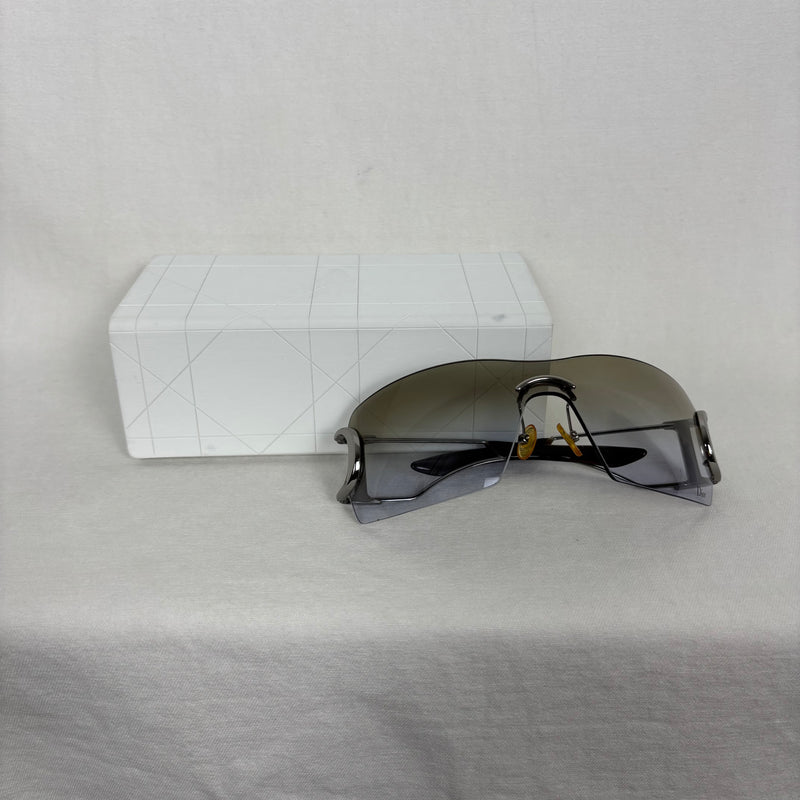 00s Dior Diorly 2 Shield Metal Sunglasses By Galliano