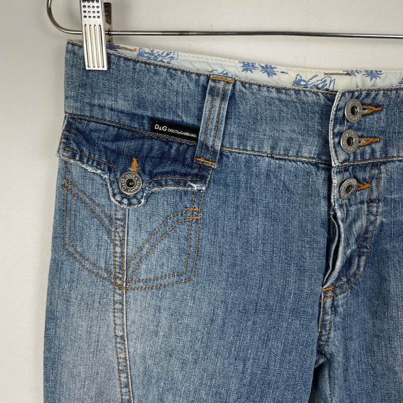 00s Dolce & Gabanna Bleach Dye Denim Capris