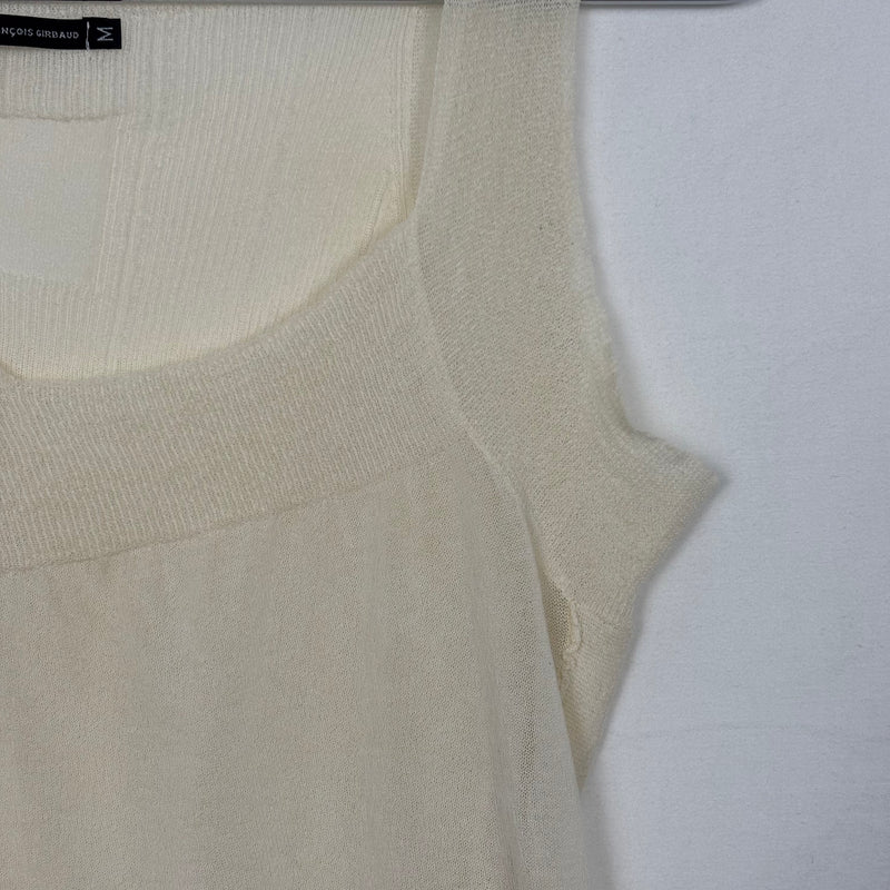 Marithe + Francois Girbaud Sheer Asymmetric Knit Tank Top
