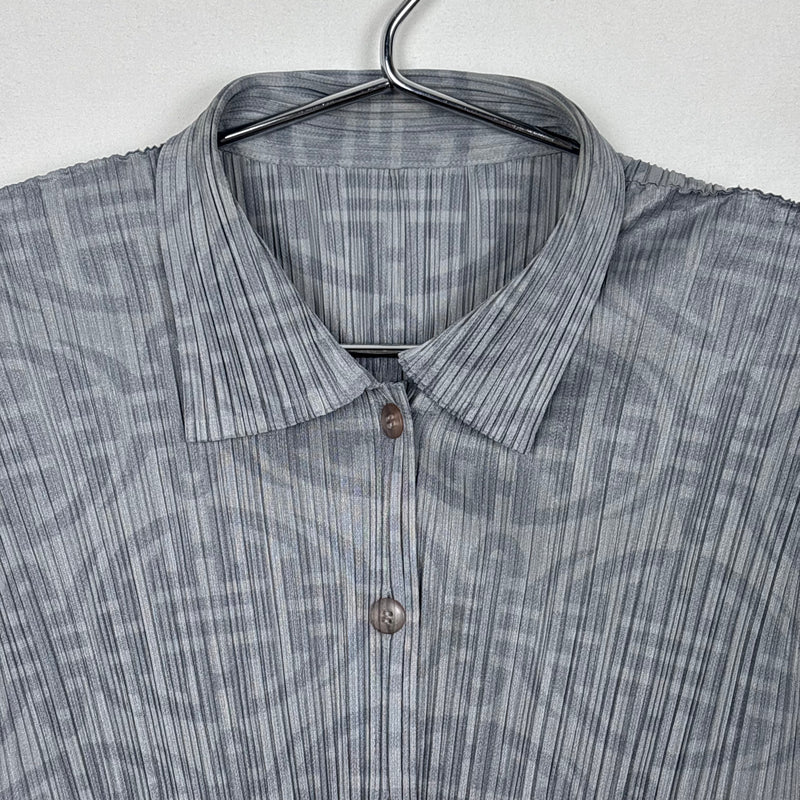 Issey Miyake Pleats Please Patterned Short Sleeve Blouse