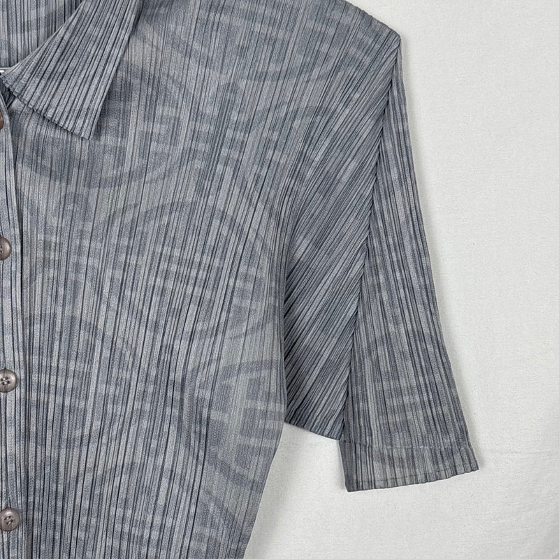 Issey Miyake Pleats Please Patterned Short Sleeve Blouse