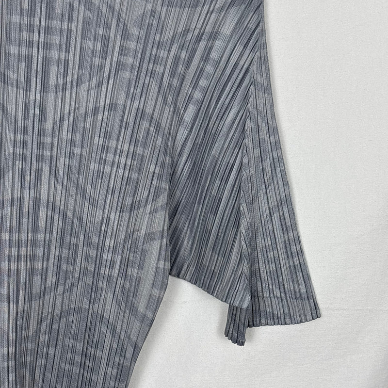 Issey Miyake Pleats Please Patterned Short Sleeve Blouse