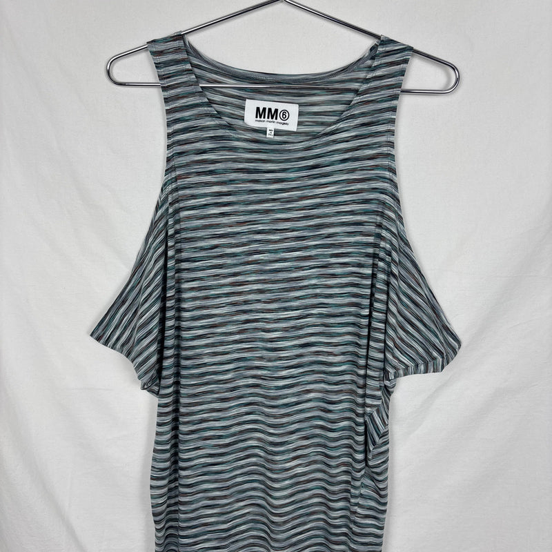Maison Margiela Cold Shoulder Striped Maxi Dress