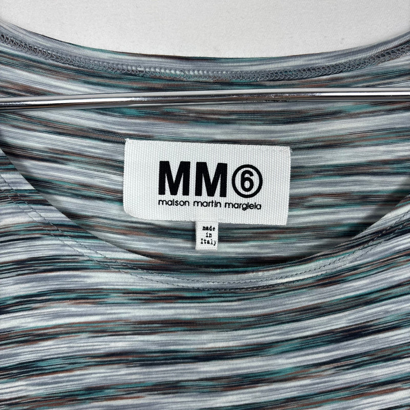 Maison Margiela Cold Shoulder Striped Maxi Dress