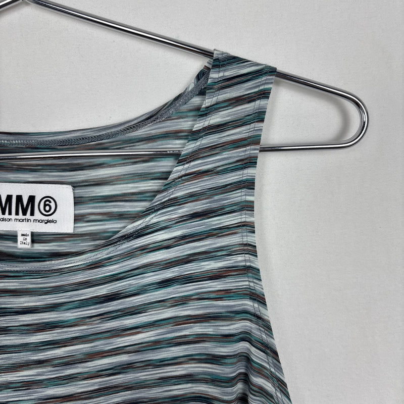 Maison Margiela Cold Shoulder Striped Maxi Dress