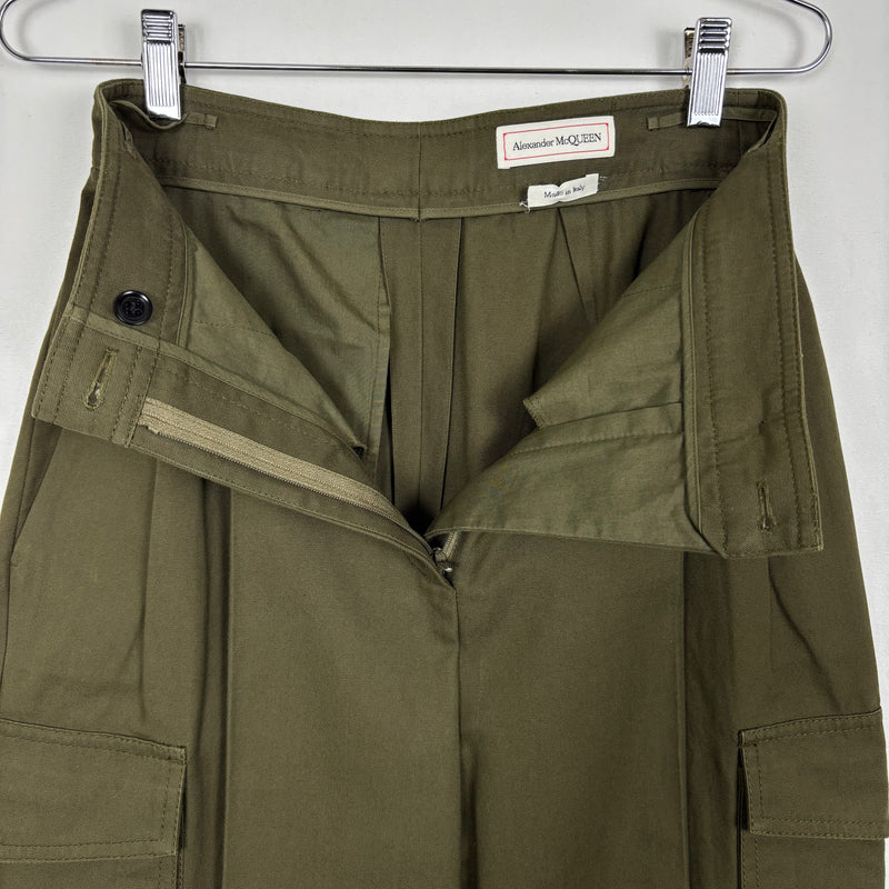 2019 Alexander McQueen Wide Leg Pleated Cargo Pants