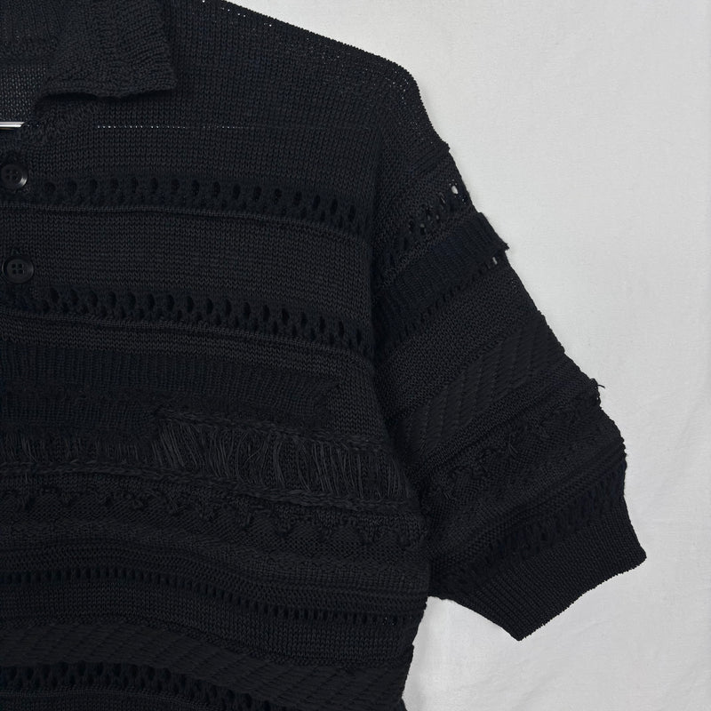 Yohji Yamamoto Y's Openwork Knit Polo Top