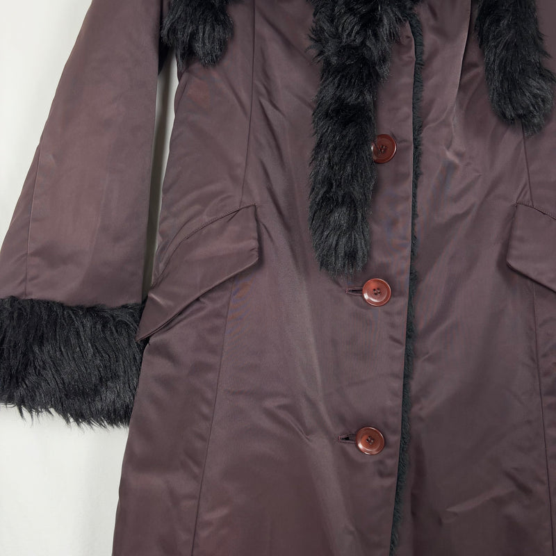 Tsumori Chisato Long Faux Fur Trim Nylon Coat