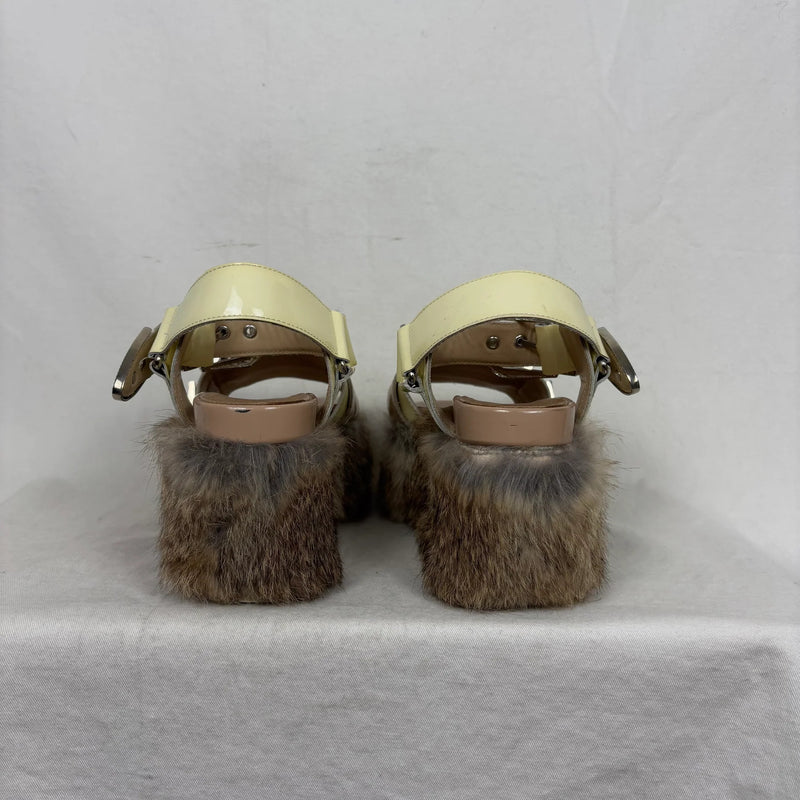 Mihara Yasuhiro Fur Trim Chunky Sandals