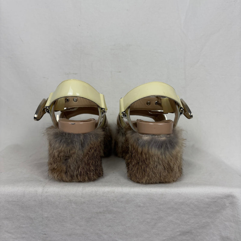 Mihara Yasuhiro Fur Trim Chunky Sandals