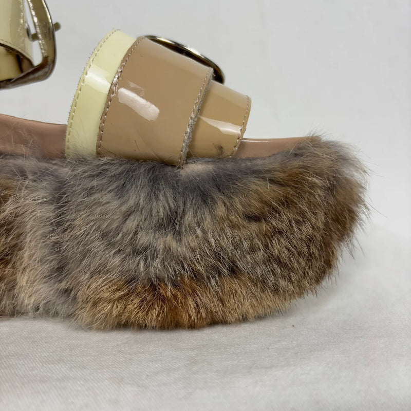 Mihara Yasuhiro Fur Trim Chunky Sandals