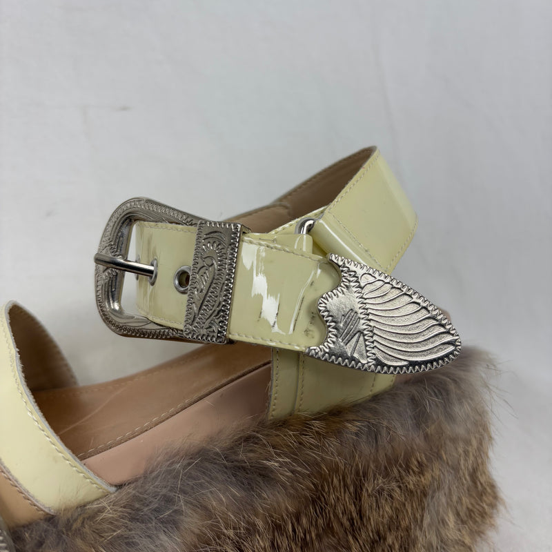 Mihara Yasuhiro Fur Trim Chunky Sandals