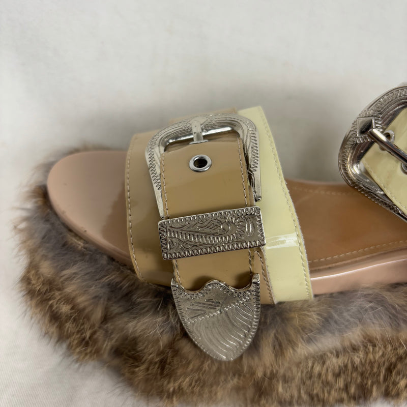 Mihara Yasuhiro Fur Trim Chunky Sandals