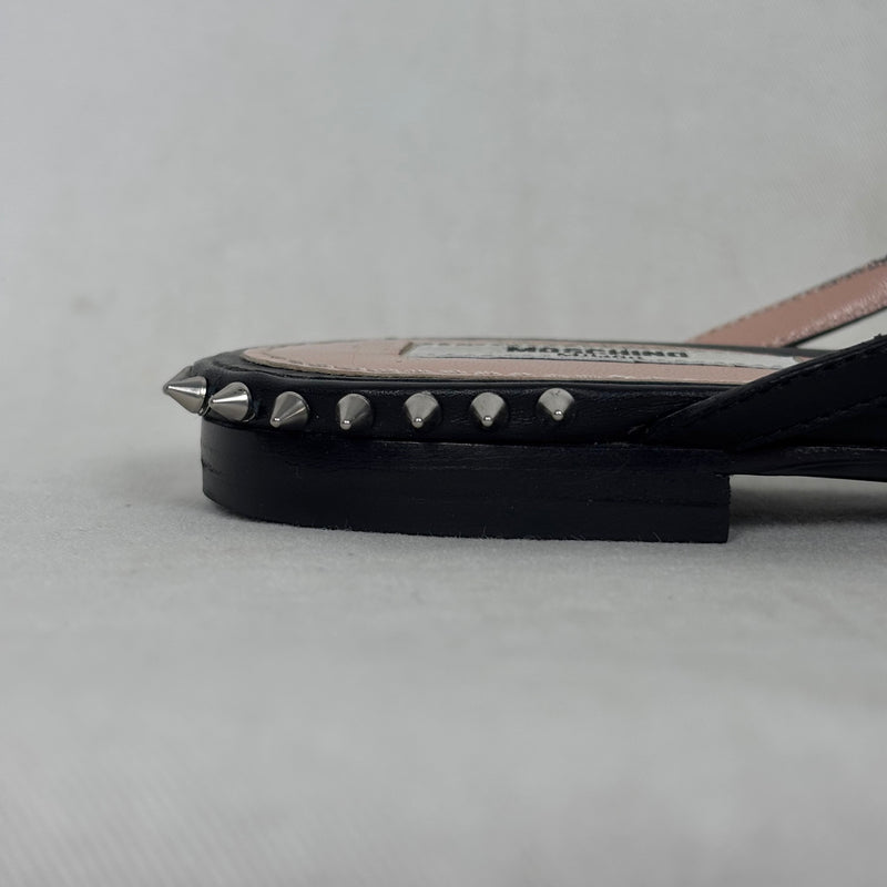 Moschino Pointed Studded Slingback Flats (Size 37)