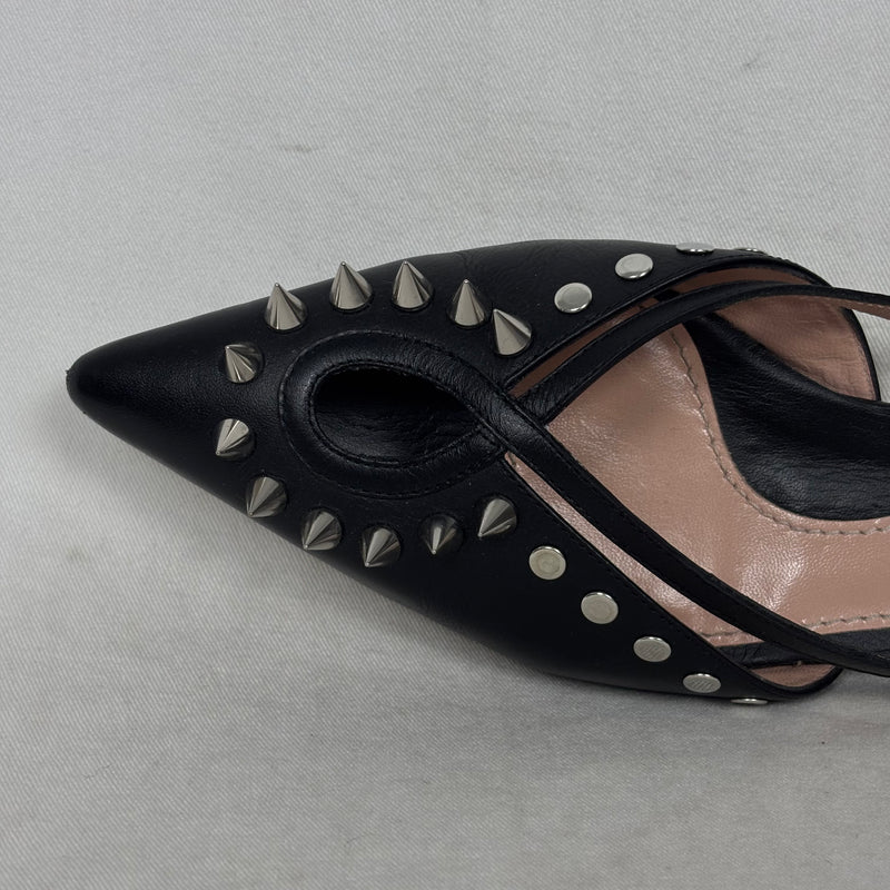 Moschino Pointed Studded Slingback Flats (Size 37)