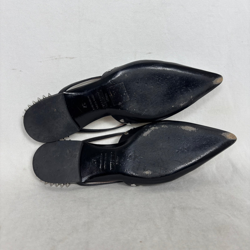 Moschino Pointed Studded Slingback Flats (Size 37)