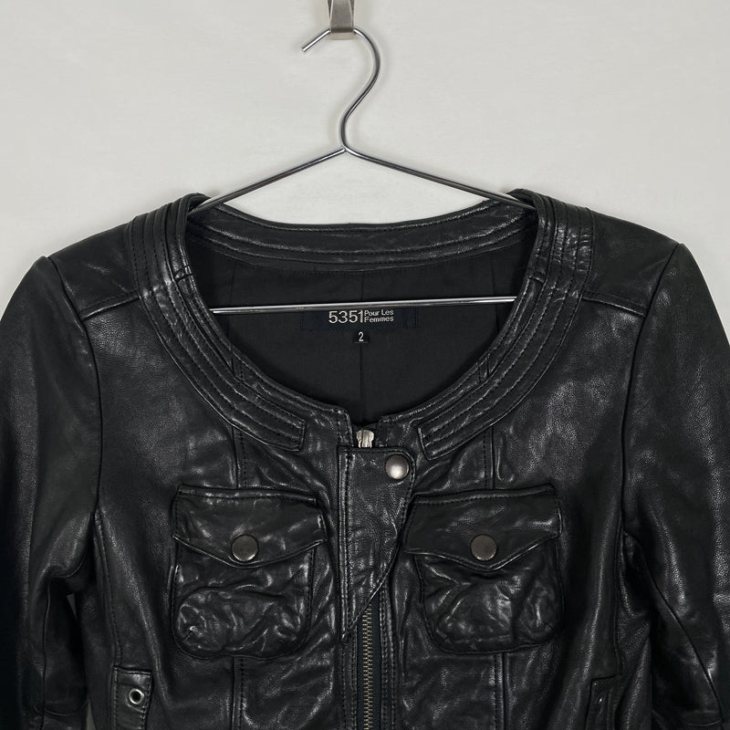 5351 Pour Les Femmes Leather Biker Jacket