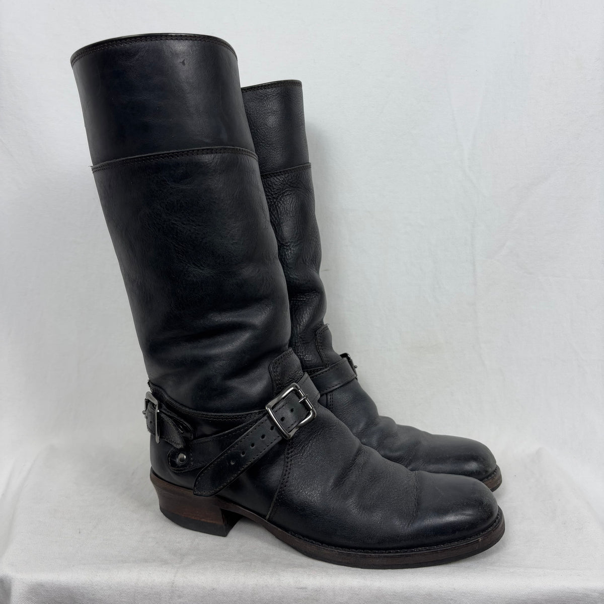 5351 Pour Les Hommes Mid Calf Leather Saddle Boots – Boketto