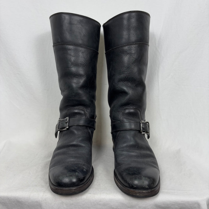 5351 Pour Les Hommes Mid Calf Leather Saddle Boots