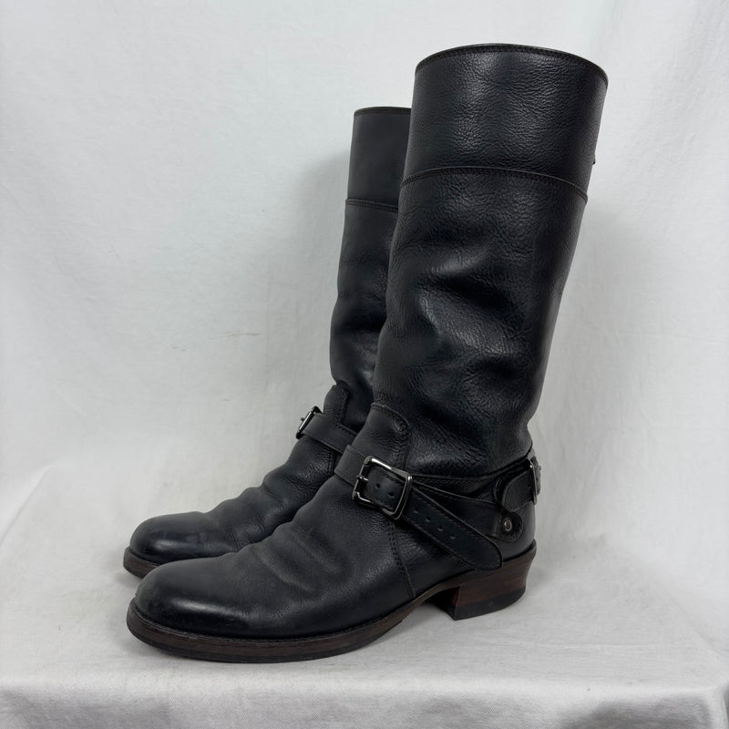 5351 Pour Les Hommes Mid Calf Leather Saddle Boots