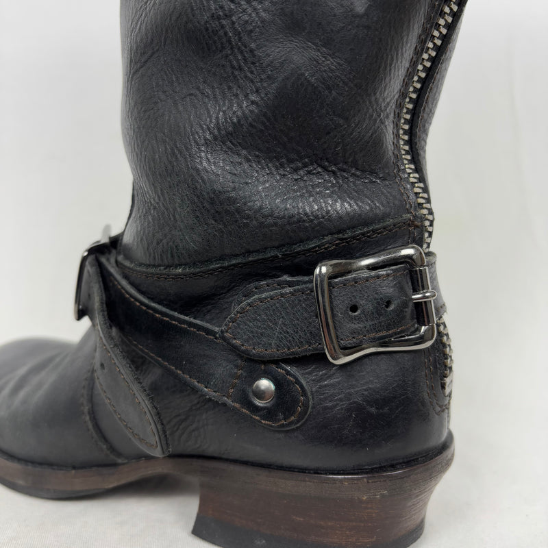5351 Pour Les Hommes Mid Calf Leather Saddle Boots