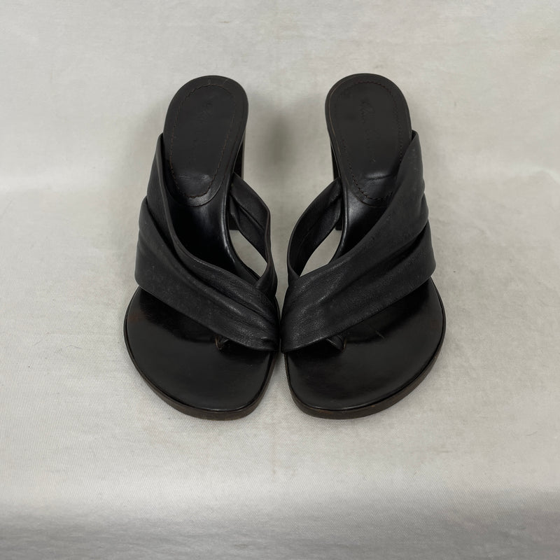 Rick Owens Ruched Leather Sandal Heels