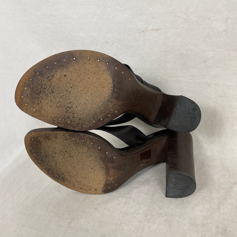 Rick Owens Ruched Leather Sandal Heels