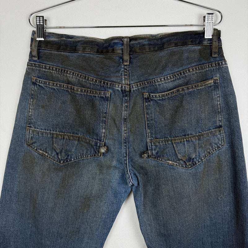 00s Rick Owens Slab Waxed Distressed Mudwash Jeans