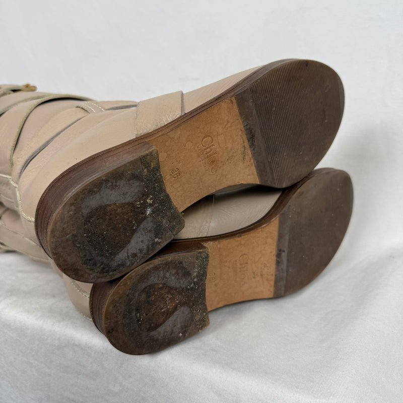 Chloe by Phoebe Philo Knee High Lined Riding Boots (Beige)