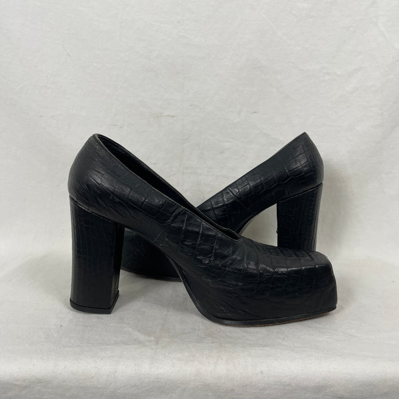 00s Junya Watanabe Square Toe Croc Heels