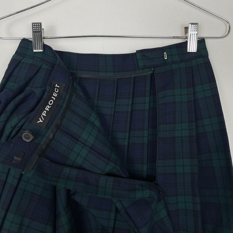 Y/Project Ruffled Pleated Plaid Skirt